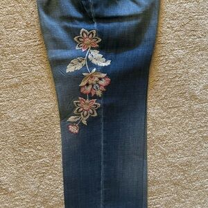 Chico's Blue Jeans with Floral Embroidery